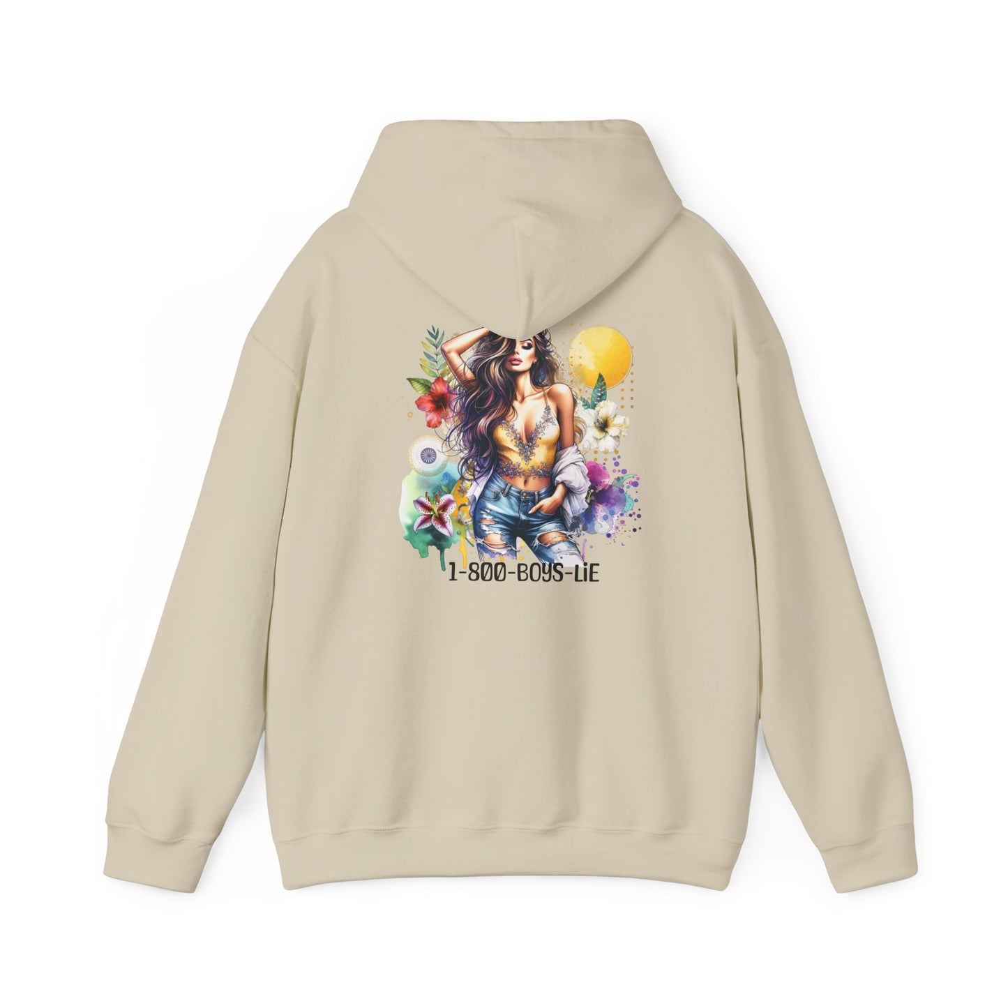 1-800-Boys-Lie Vibrant Floral Sweatshirt for Free Spirits, Comfortable Hoodie, Great for Spring, Casual Wear, Gift for Friends