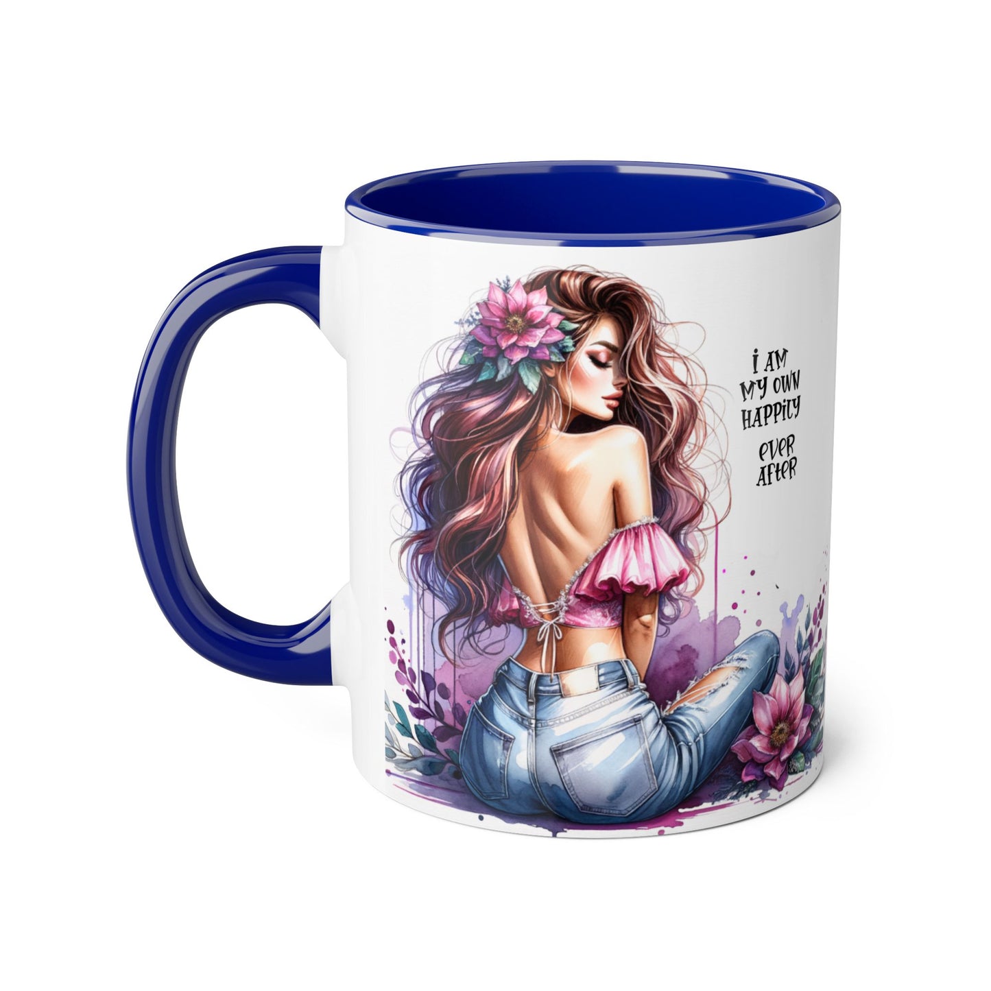I Am My Own Happily Ever After Chic Inspirational Coffee Mug, Stylish Floral Accent Cup, Motivational Gift for Her, Self-Love Tea Mug, Perfect for Birthdays & Relaxation