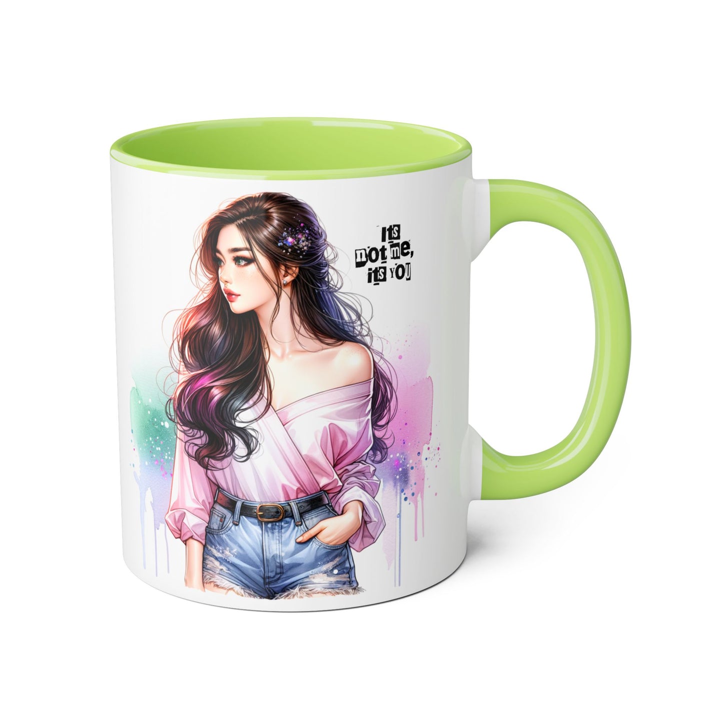 It's Not Me, It's You Humoristic Vibrant Accent Mug, Espresso Lover's Gift, Stunning Art Print Mug, Unique Coffee Cup, Colorful Tea Mug, Perfect for Birthdays, Cozy Vibes