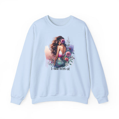 1-800-Boys-Lie Boss Babe Floral Sweatshirt | Unisex Comfortable Crewneck, Trendy Gift for Her, Affirmation Clothing, Cozy Fashion