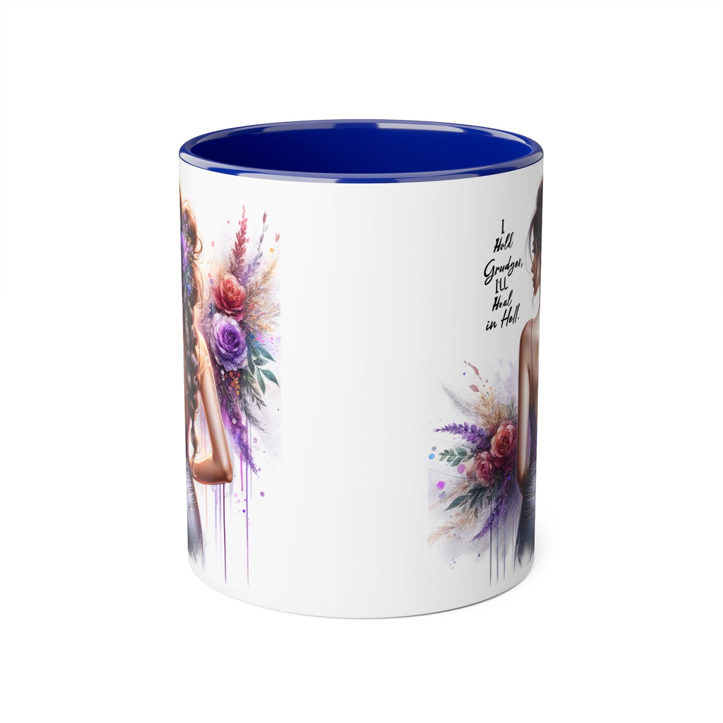 I Hold Grudges, I'll Heal in Hell Elegant Floral Accent Mug, Inspirational Coffee Cup, Gift for Her, Stylish Tea Mug, Home Décor, Unique Drinkware