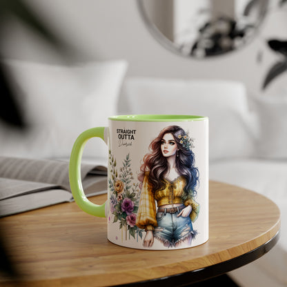 Straight Outta Divorced Humoristic Stylish Floral Accent Mug, Perfect for Coffee Lovers, Gift for Her, Home Decor, Mother's Day, Birthday, Everyday Use