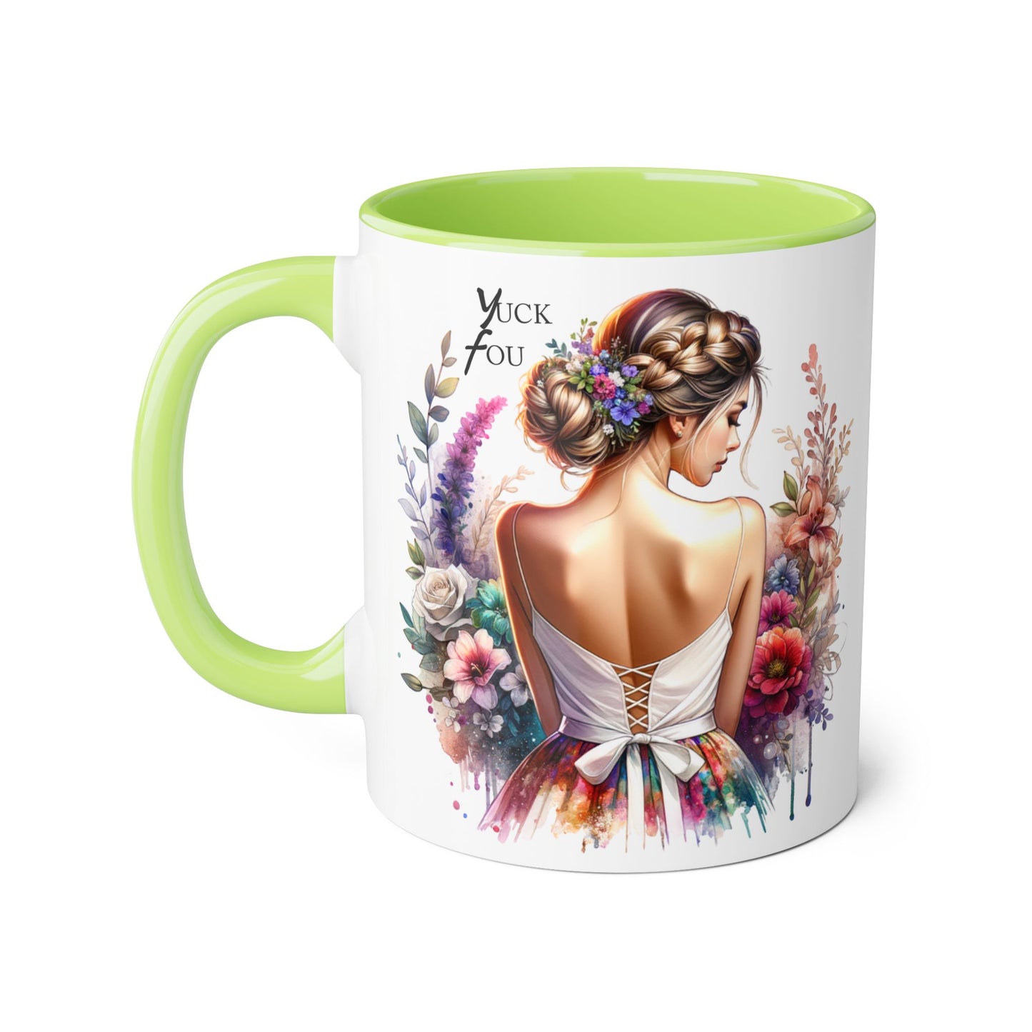 Yuck Fou Floral Artwork Accent Mug, 11oz Coffee Mug, Unique Gift for Her, Bohemian Style Mug, Personalized Coffee Cup