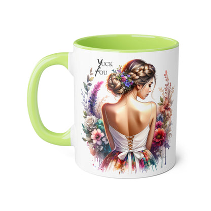 Yuck Fou Floral Artwork Accent Mug, 11oz Coffee Mug, Unique Gift for Her, Bohemian Style Mug, Personalized Coffee Cup
