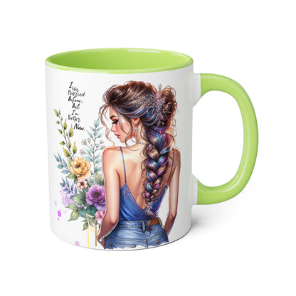 I Was Married Before But I'm Better Now Beautiful Floral Accent Mug - Inspirational Coffee Cup, Gift for Her, Home Decor, Tea Lover, Mother's Day, Birthday