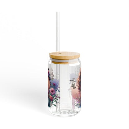 I Don't Make Mistakes, I Date Them Floral Sipper Glass | 16oz Decorative Drinkware, Eco-Friendly, Perfect for Summer, Events, Gifts, Home Decor