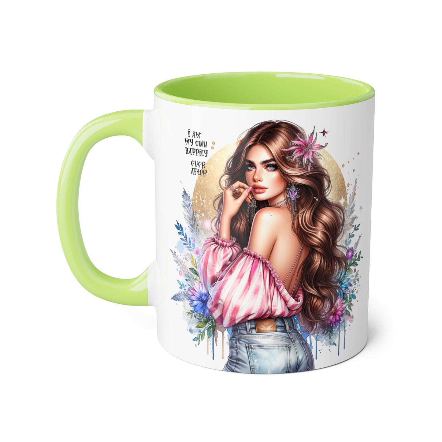 I Am My Own Happily Ever After Boho Chic Accent Mug with Inspirational Quote, Gifts for Her, Self-Love Decor, Coffee Mug for Everyday Use, Unique Art Mug