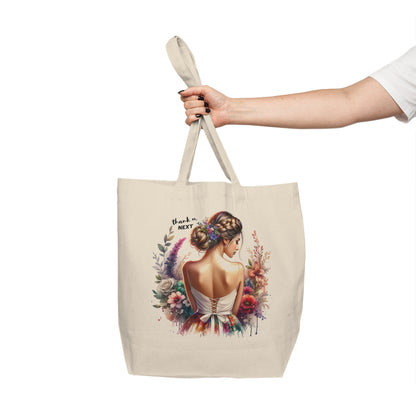 Thank U, Next Floral Bride Tote Bag, Canvas Shopping Tote, Wedding Gift, Bridal Shower Accessory, Eco-Friendly Bag, Personalized Tote