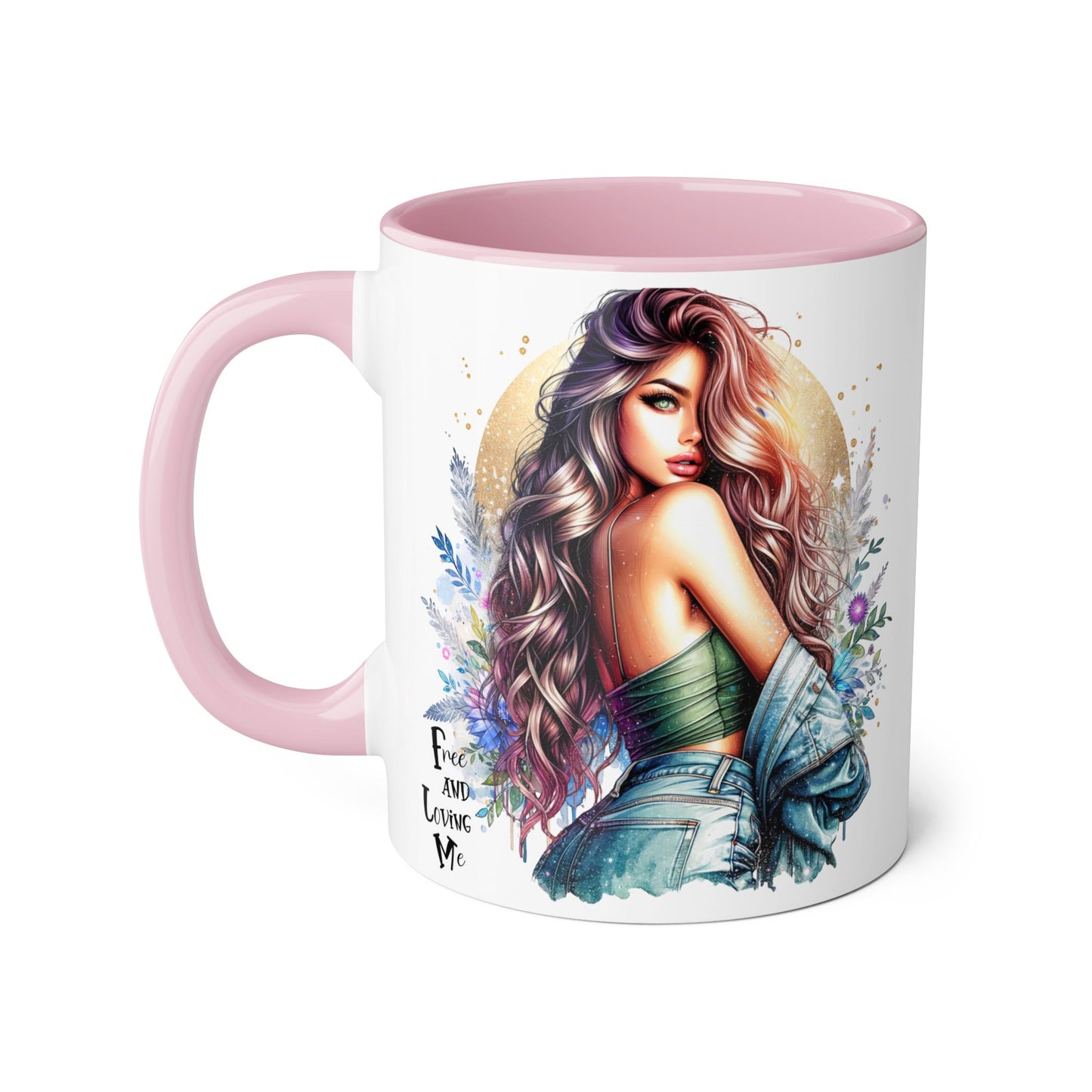 Artistic Accent Mug, Colorful Coffee Cup, Unique Gift for Her, Dreamy Floral Design, Ideal for Birthdays, Self-Care Moments