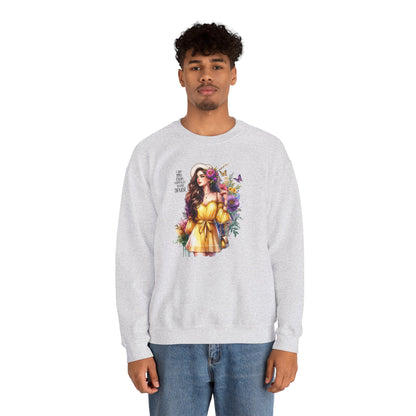 I Am My Own Happily Ever After  Floral Goddess Crewneck Sweatshirt - Boho Chic, Cozy Style, Perfect for Spring, Gift for Her, Casual Wear, Everyday Comfort