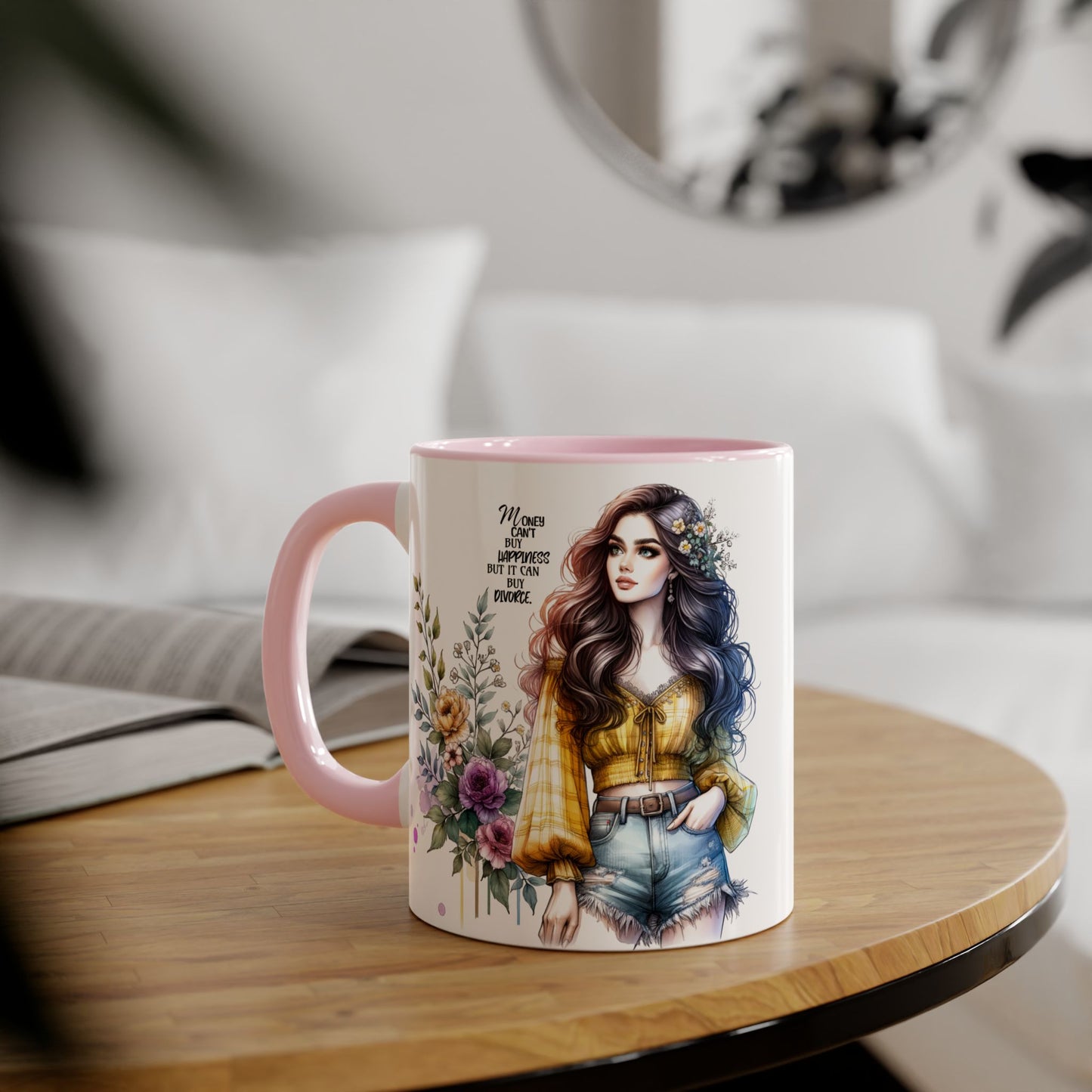 Mug Money Can't Buy Happiness But It Can Buy Divorce Humoristic 11oz Accent Mug