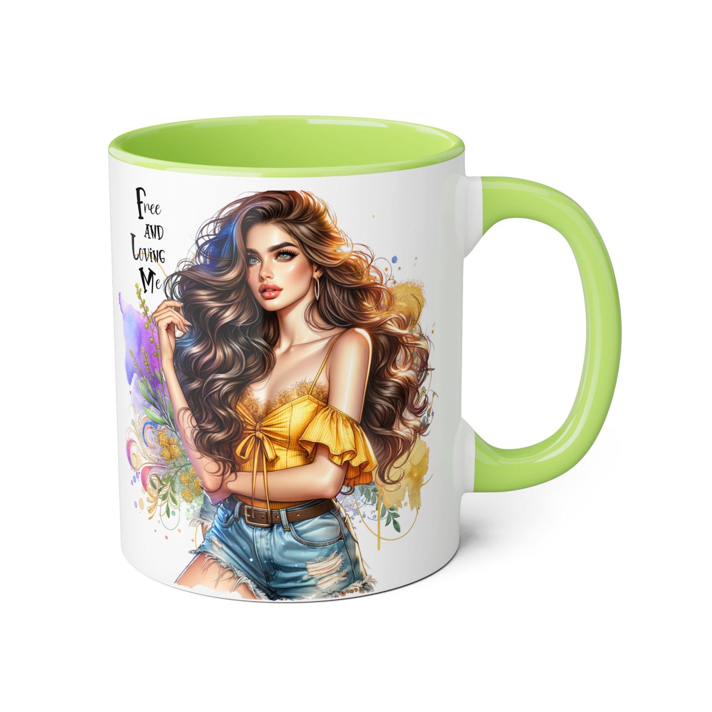 Free Spirit Accent Mug, Boho Coffee Cup, Inspirational Gift, Art Lover's Mug, Unique Home Decor, Stylish Drinkware