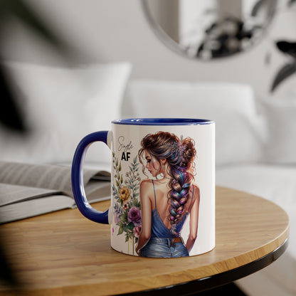 Single AF Stylish Accent Mugs for Coffee Lovers, Floral Design Mug, Gift for Her, Unique Tea Mug, Simple AF Mugs for Home Decor
