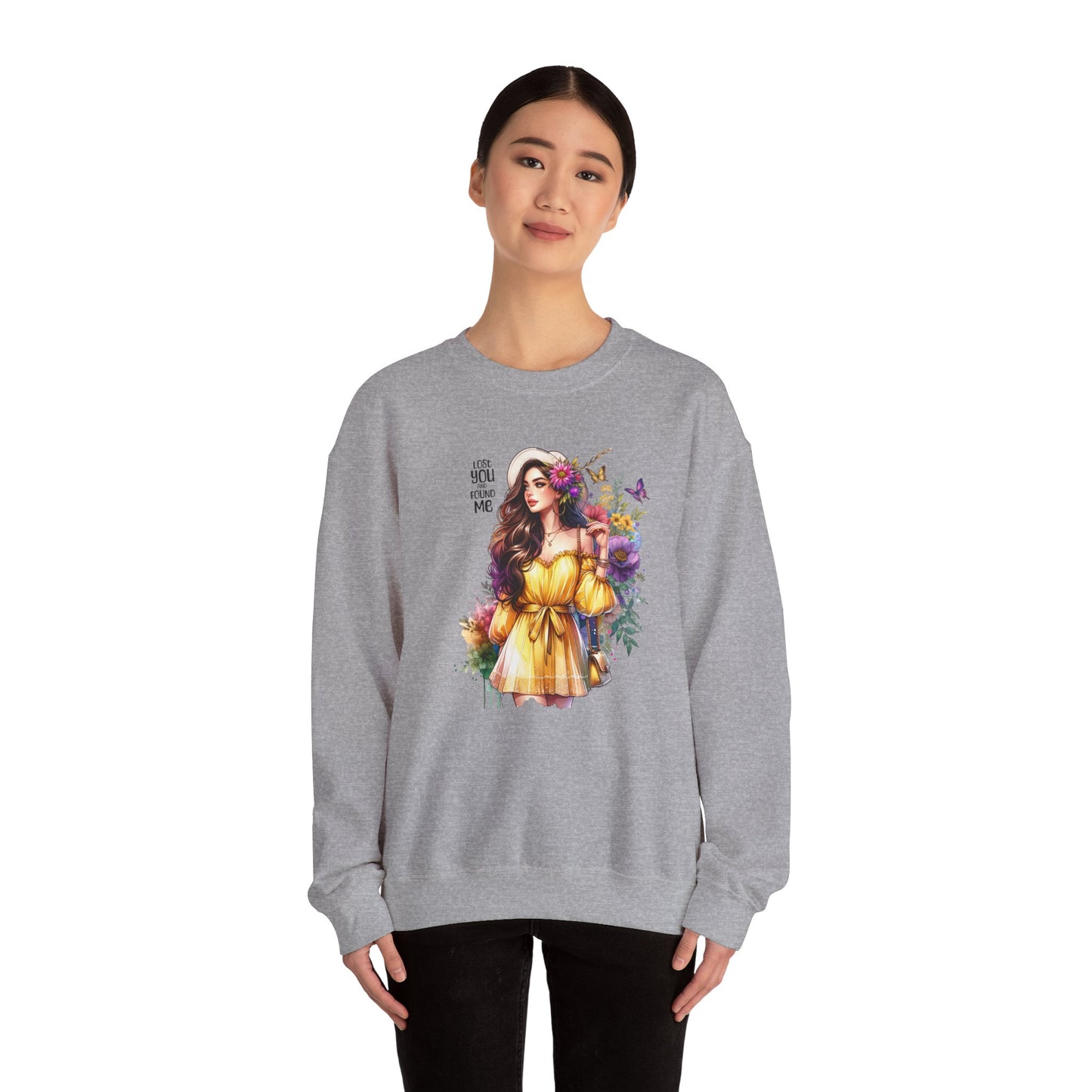 Lost You And Found Me Floral Art Crewneck Sweatshirt, Cozy Unisex Sweater, Gift for Her, Spring Fashion, Inspirational Apparel