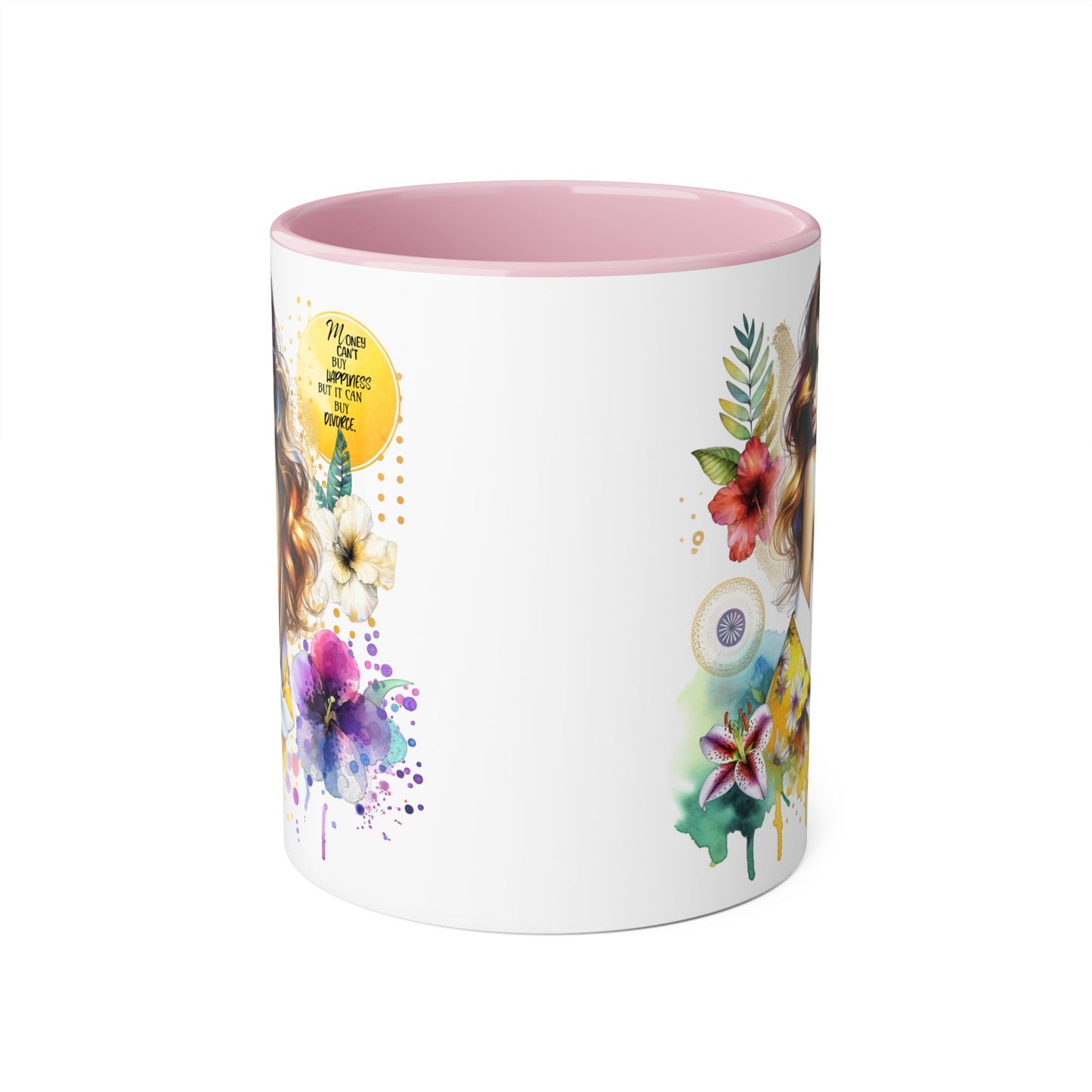 Money Can't Buy Happiness But It Can Buy Divorce Accent Mugs, 11oz