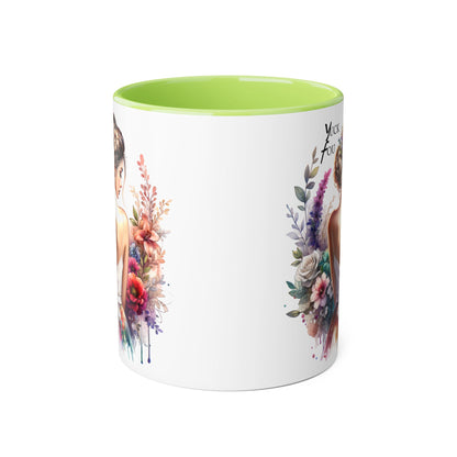 Yuck Fou Floral Artwork Accent Mug, 11oz Coffee Mug, Unique Gift for Her, Bohemian Style Mug, Personalized Coffee Cup