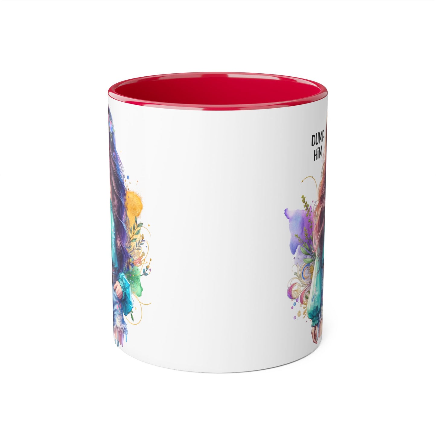 Colorful Dump Him Accent Mug, Inspirational Coffee Cup, Gift for Friends, Motivational Tea Mug, Fun Art Ceramic Cup