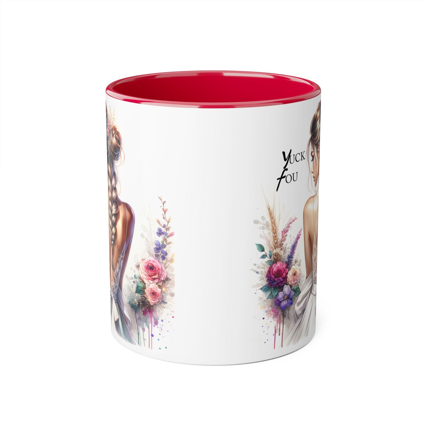 Yuck Fou Elegant Floral Accent Mug, 11oz - Inspirational Gift for Her, Coffee Lover, Home Decor, Wedding Gift, Personalized Tea Cup