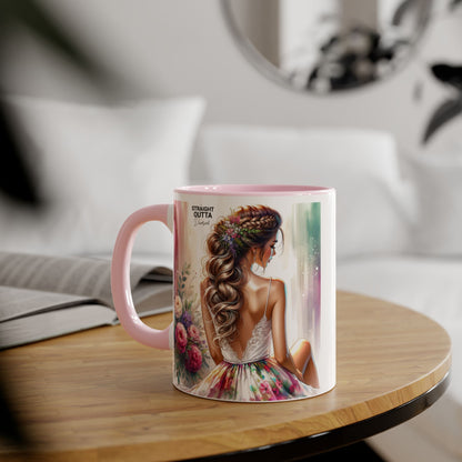 Straight Outta Divorced Humoristic Elegant Floral Accent Mug, Artistic Coffee Cup, Gift for Her, Home Decor, Tea Lover's Mug, Birthday Gift Idea, Wedding Favor