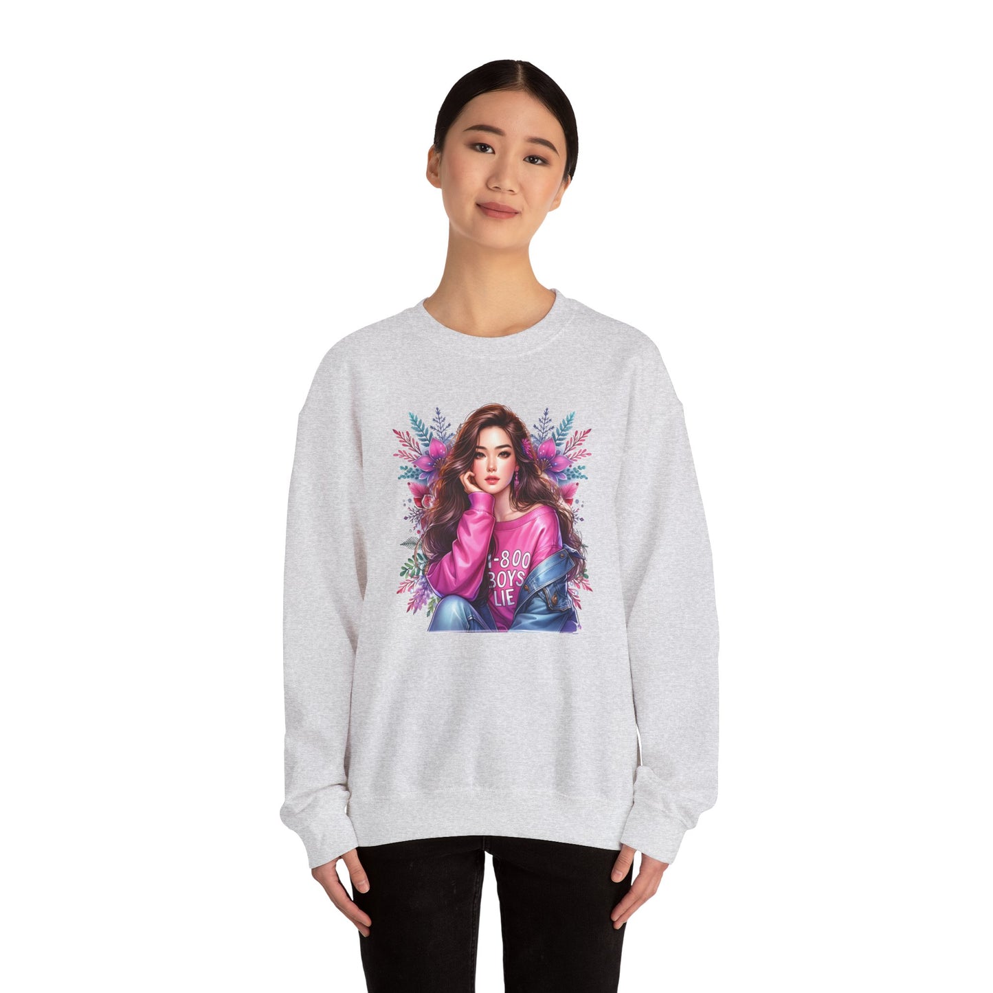 1-800-Boys-Lie Trendy Crewneck Sweatshirt - Cozy Unisex Pullover, Perfect for Casual Days, Gifts for Her, Cute Fashion Layering, Everyday Style