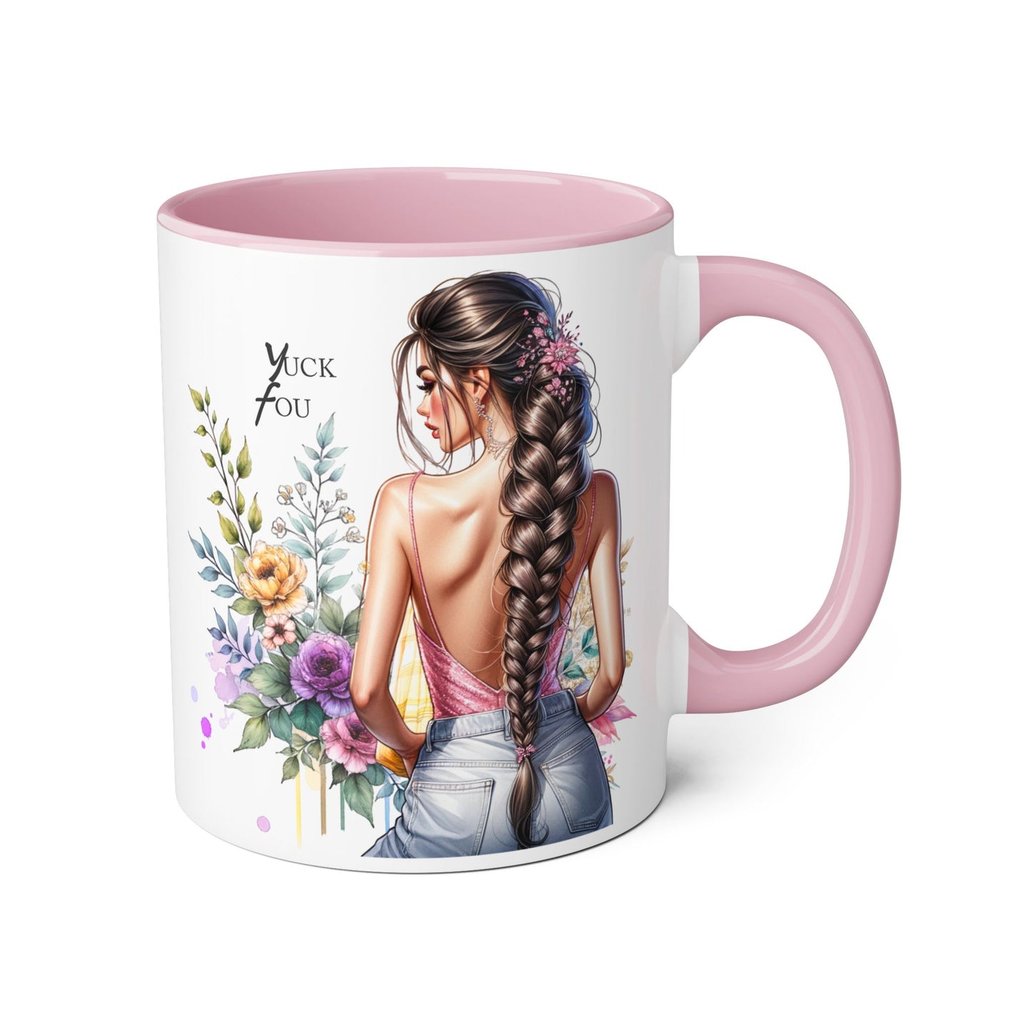 Yuck Fou Floral Art Accent Mug, Inspirational Coffee Cup, Unique Gift for Her, Mother’s Day Present, Home Decor, Art Lover Mug