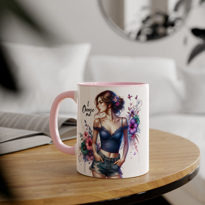 I Choose Me Floral Art Accent Mug, Inspirational Coffee Cup, Gifts for Her, Home Decor, Birthday Present, Self-Care Reminder