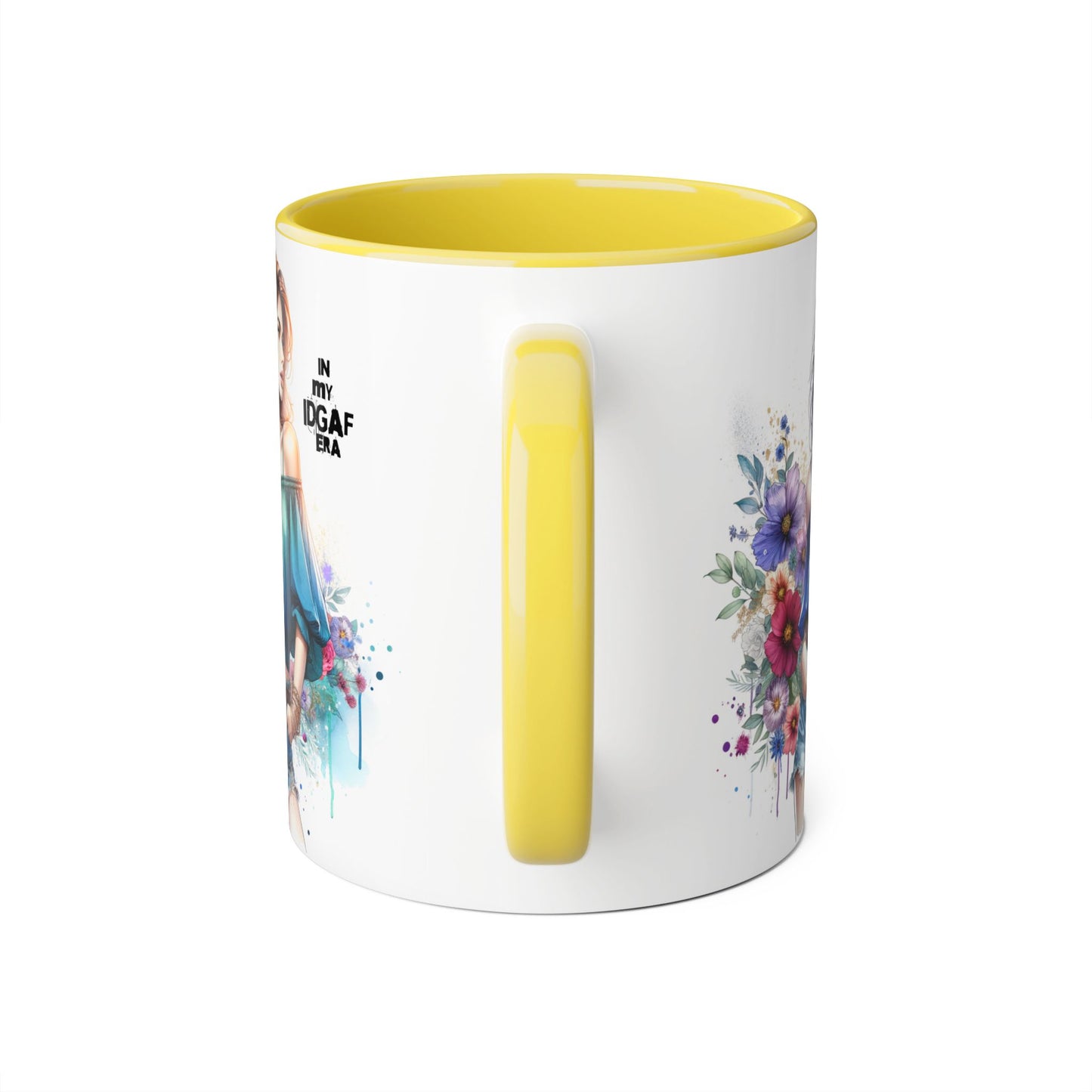 IDGAF Floral Accent Mug - Stylish Coffee Mug for Sassy Souls, Gift for Friends, Unique Home Decor, Perfect for Birthdays, Fun Collectible