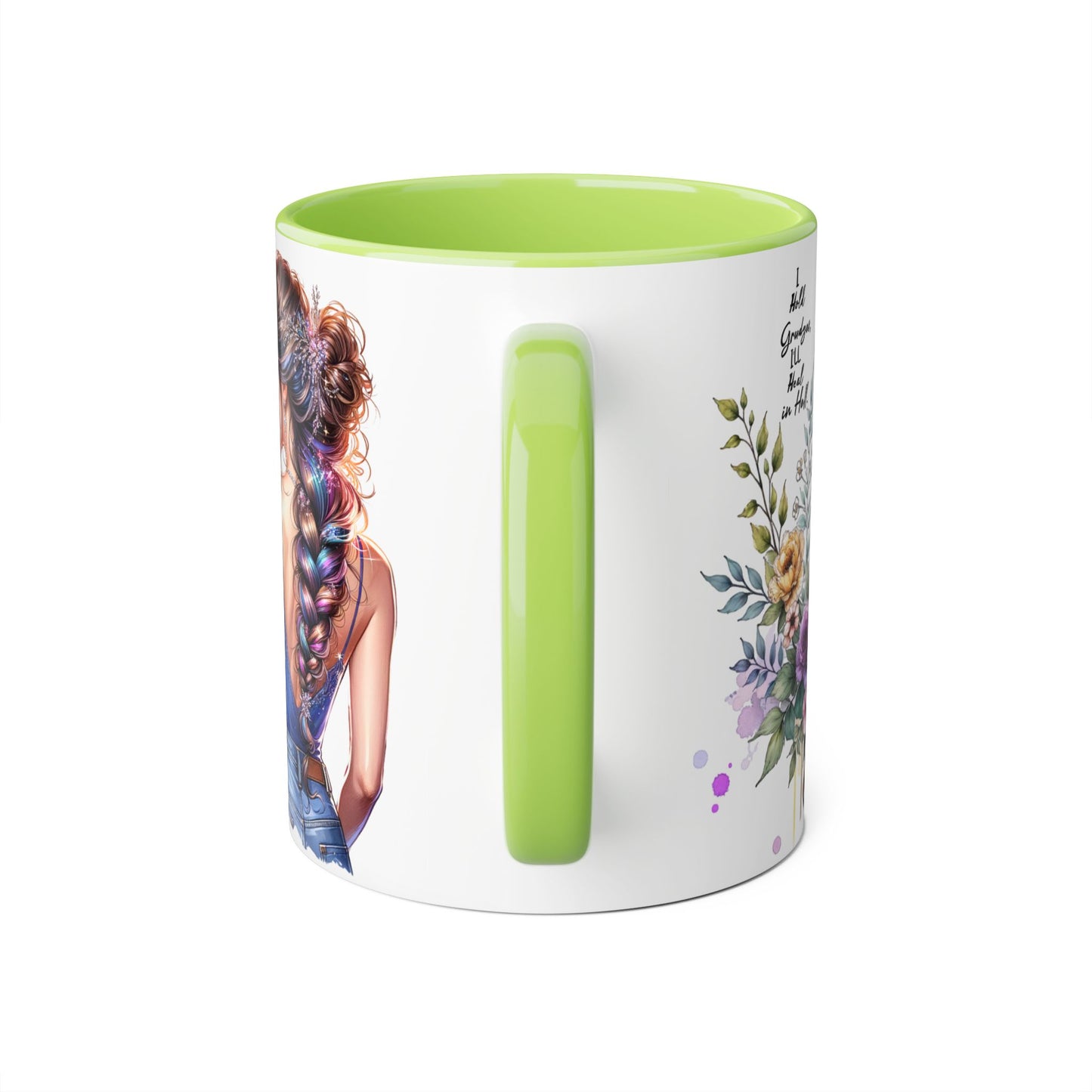 I Hold Grudges, I'll Heal in Hell  Humoristic Floral Inspirational Accent Mug, 11oz Coffee Cup, Gift for Her, Home Office Decor, Mother's Day, Personalized Drinkware