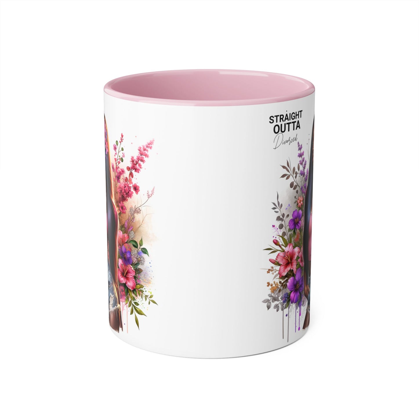 Straight Outta Divorced Humoristic Floral Accent Mug