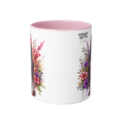 Straight Outta Divorced Humoristic Floral Accent Mug