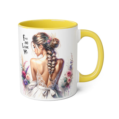 Bohemian Accent Mug with Floral Design | Free and Loving Me | Perfect Gift for Her, Wedding, or Everyday Use