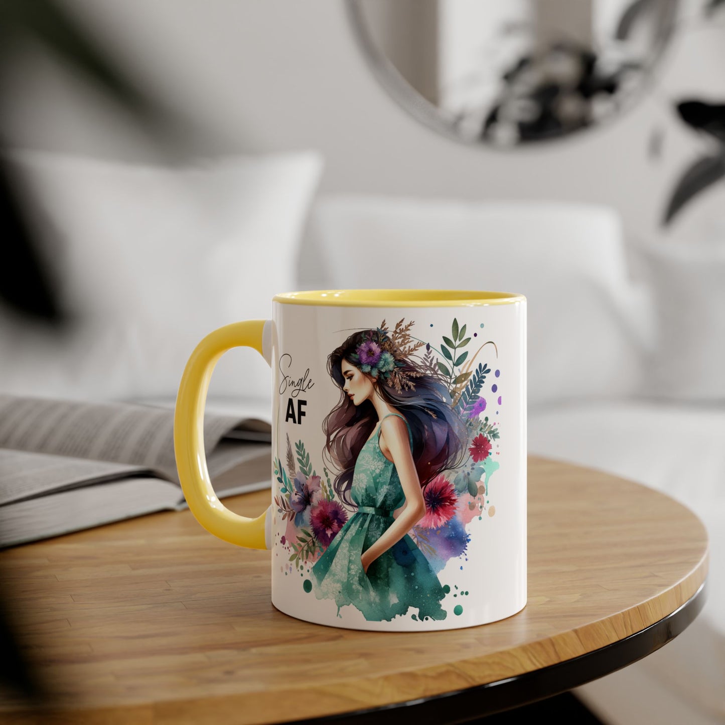 Single AF Floral Accent Mug - Perfect Gift for Singles, Coffee Lovers, Birthday, Self-Care, Galentine's Day