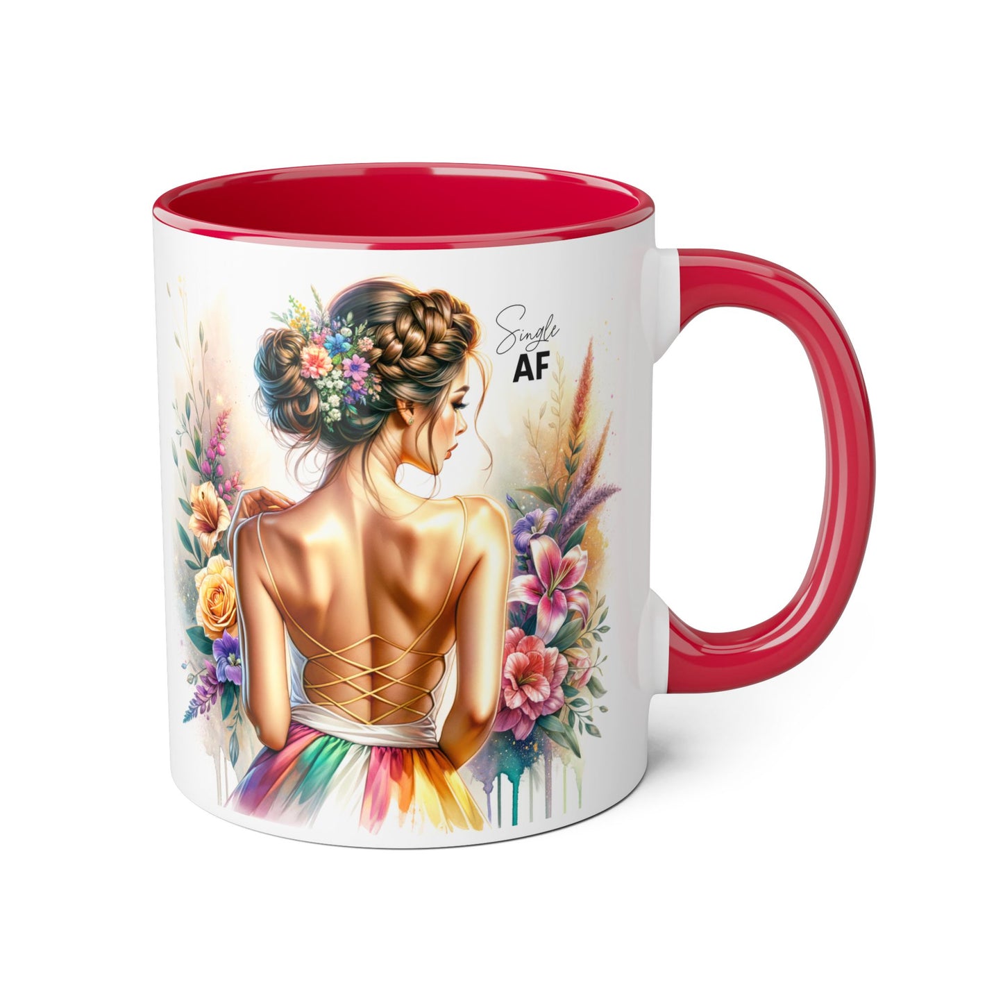 Colorful Floral Accent Mug with Inspirational Quote