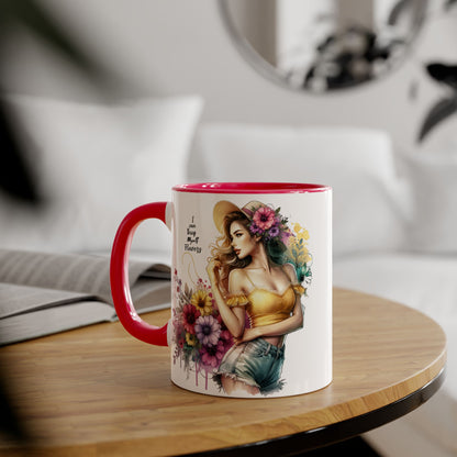 I Can Buy Myself Flowers Chic Floral Accent Mug, Coffee Cup, Gift for Flower Lovers, Tea Mug, Spring Decor, Mother's Day, Home Office Vibe