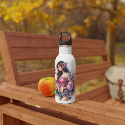 I Am My Own Happily Ever After Floral Art Stainless Steel Water Bottle - Inspirational Design for Stylish Hydration