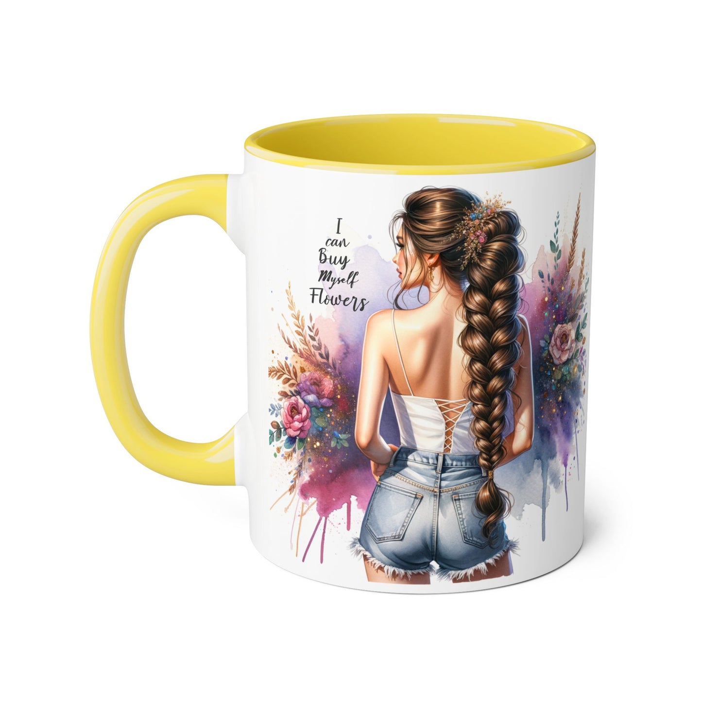 Floral Accent Mug, I Can Buy My Own Flowers Coffee Cup, Gift for Flower Lovers, Cute Floral Mug, Tea Cup for Women