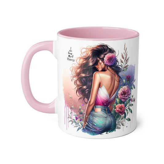 I Can Buy Myself Flowers Bohemian Accent Mugs, Tea Lover Gift, Coffee Mug, Floral Art Mug, Inspirational Drinkware, Home Decor