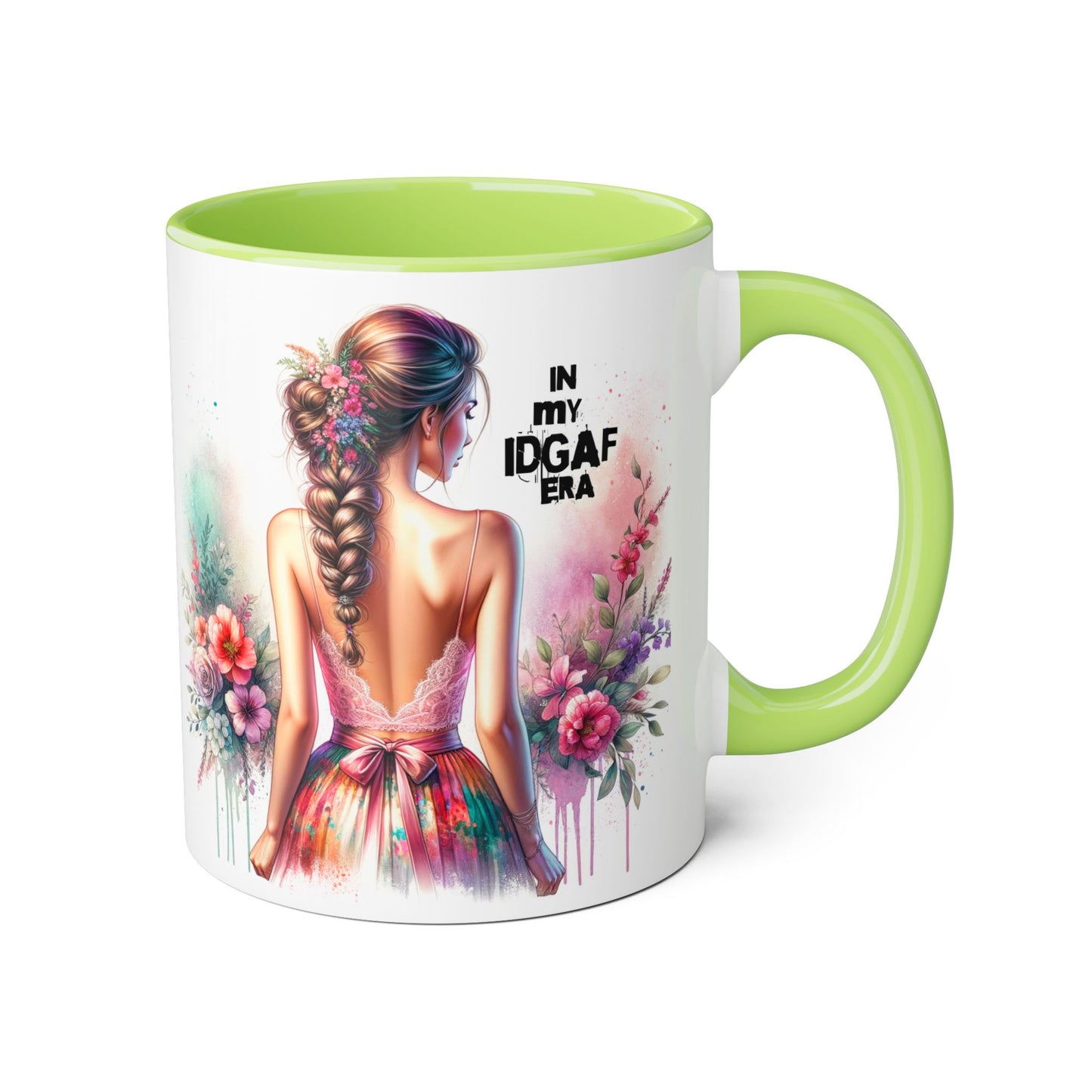 Bold IDGAF Era Accent Mug, Coffee Cup for Strong Women, Gift for Her, Floral Art Mug, Motivational Drinkware