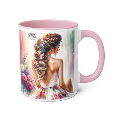 Straight Outta Divorced Humoristic Elegant Floral Accent Mug, Artistic Coffee Cup, Gift for Her, Home Decor, Tea Lover's Mug, Birthday Gift Idea, Wedding Favor
