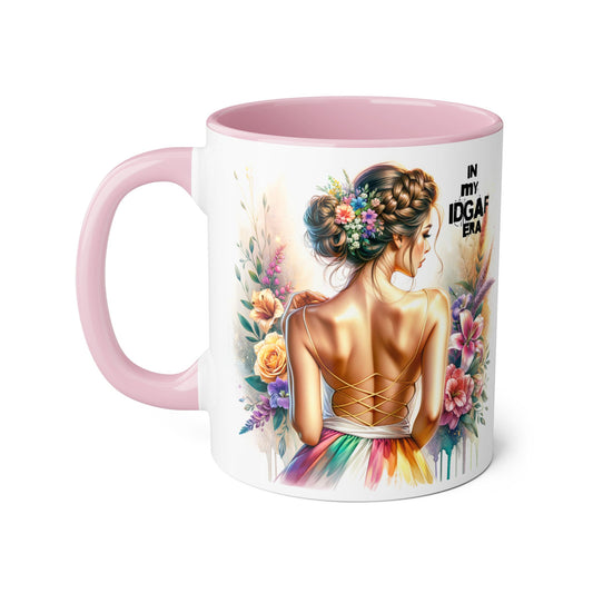 Bold Floral IDGAF Era Mug, Artistic Coffee Cup, Gift for Her, Self-Care, Coffee Lovers, Inspirational Drinkware