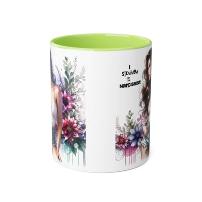 Floral Art Accent Mug, 11oz Coffee Cup, Gifts for Her, Unique Home Decor, Narcissist Quote, Morning Coffee