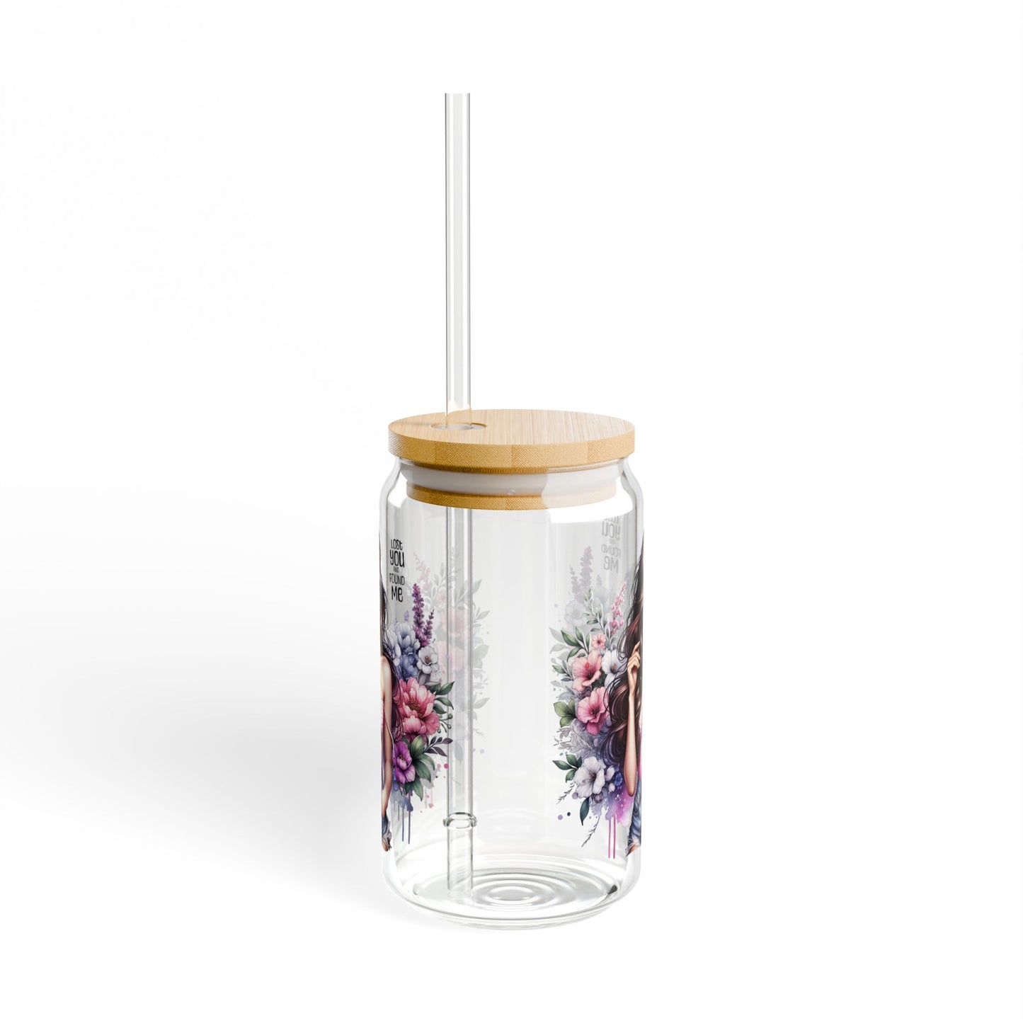 Lost You and Found Me Chic Sipper Glass, 16oz with Floral Design, Reusable Drinkware, Perfect for Eco-Friendly Lifestyle, Gift for Her, Summer Essentials