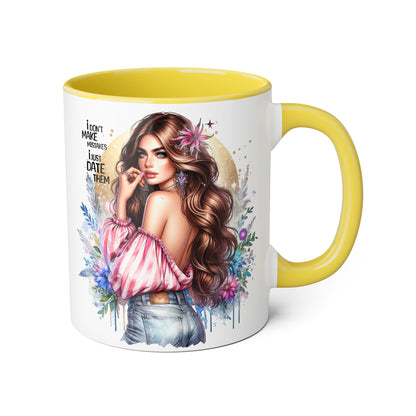 I Don't Make Mistakes, I Date Them Chic Floral Accent Mug - Perfect for Coffee Lovers, Gift for Friends, Home Decor, Birthday Present, Funny Tea Mug