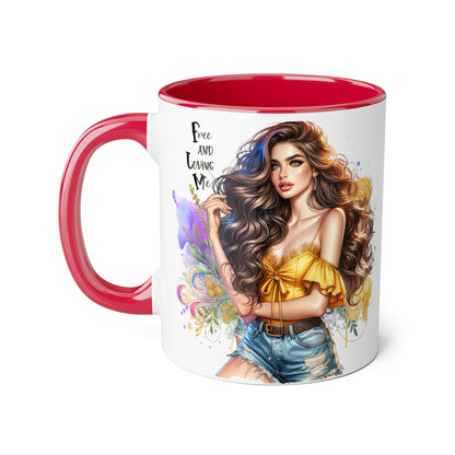 Free Spirit Accent Mug, Boho Coffee Cup, Inspirational Gift, Art Lover's Mug, Unique Home Decor, Stylish Drinkware