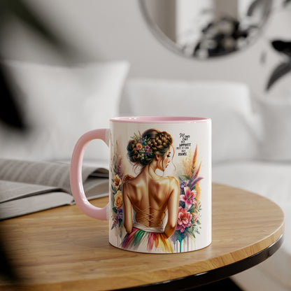 Money Can't Buy Happiness But It Can Buy Divorce Humoristic Beautiful Woman Floral Accent Mug, Inspirational Coffee Cup, Unique Gift, Art Lover Mug, Home Decor, Decorative Coffee Mug