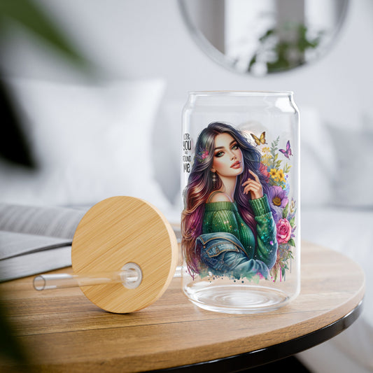 Lost You and Found Me Charming Floral Sipper Glass - Eco-Friendly Drinking Jar with Straw, Perfect Gift for Nature Lovers, Summer Parties, and Home Decor