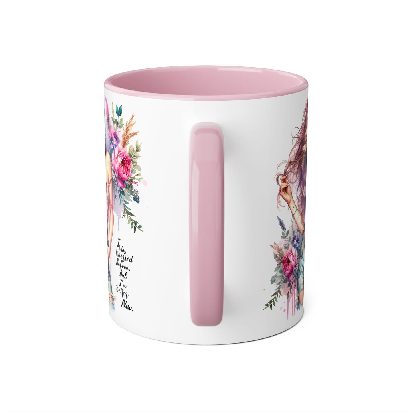 I Was Married Before But I'm Better Now Humoristic Floral Feminine Accent Mug | Inspirational Coffee Cup | Gift for Her, Birthday, Friendship, Self-Care Tea Mug, Home Decor