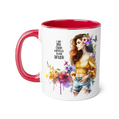 I Am My Own Happily Ever After Empowering Floral Mug, Perfect Gift for Self-Love, Coffee Lovers, or Celebrations like Birthdays and Weddings