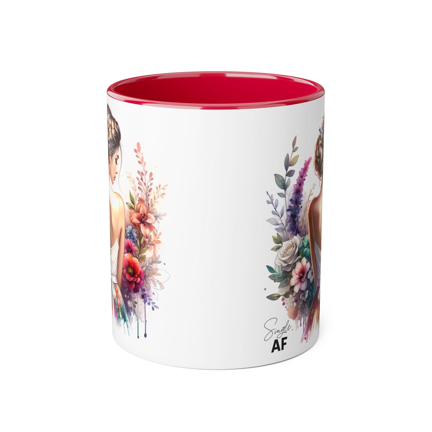 Single AF Floral Elegance Mug, Custom Coffee Cup, Gift for Her, Bridesmaid Present, Artful Design, Home Decor