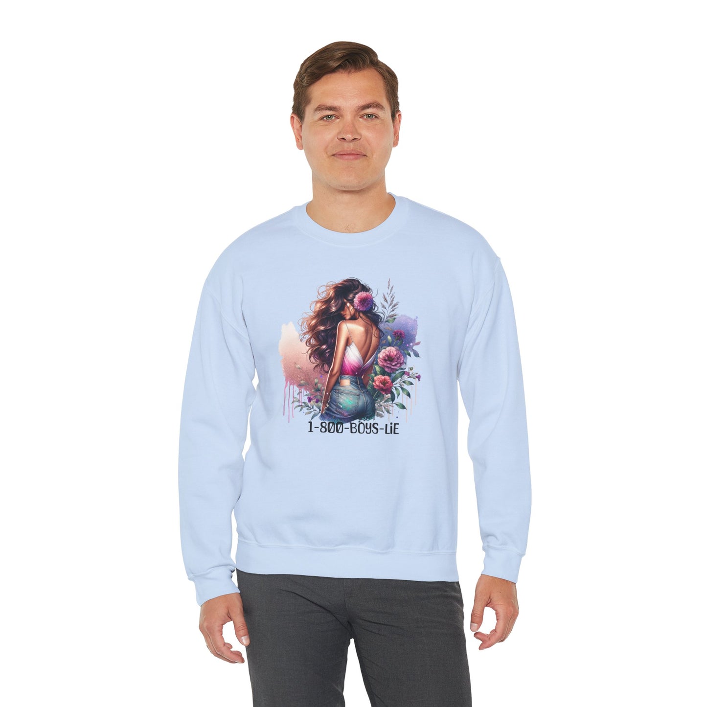 1-800-Boys-Lie Boss Babe Floral Sweatshirt | Unisex Comfortable Crewneck, Trendy Gift for Her, Affirmation Clothing, Cozy Fashion